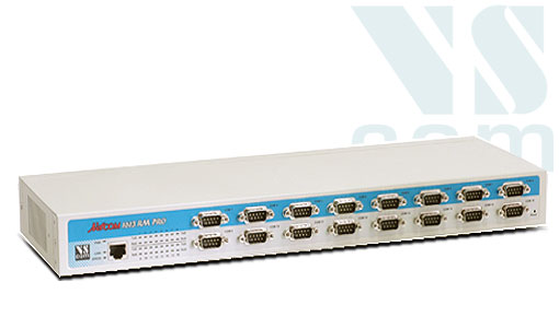 VScom NetCom 1613RM PRO, a 16 port Serial Device Server for Ethernet/TCP to RS232/422/485, for 19-inch and AC power supply